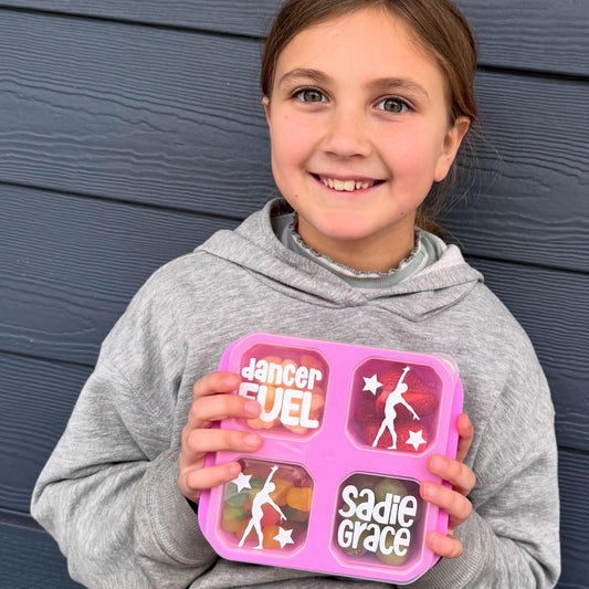 Dance Gymnastics Cheer Snack Box | Recital Competition Meet Team Gift Bulk | Girl Kid Gymnast Dancer Ballet Jazz Tumble Era Snack Storage