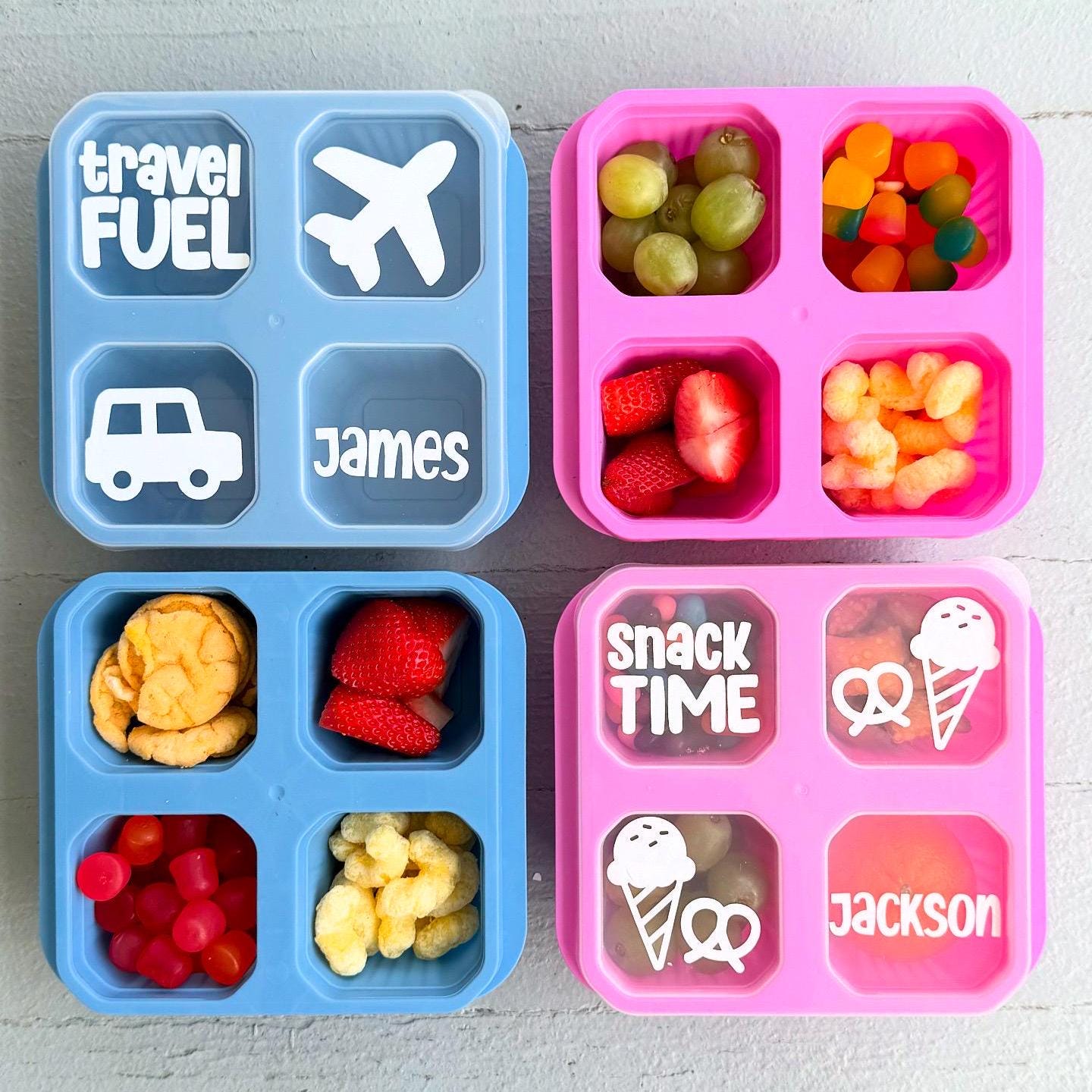 Travel Snack Box + 4 Compartments | Airplane Snack Box, Road Trip Treat, Travel Activity | Kid Toddler Baby Adult Snackle Party Favor Gift