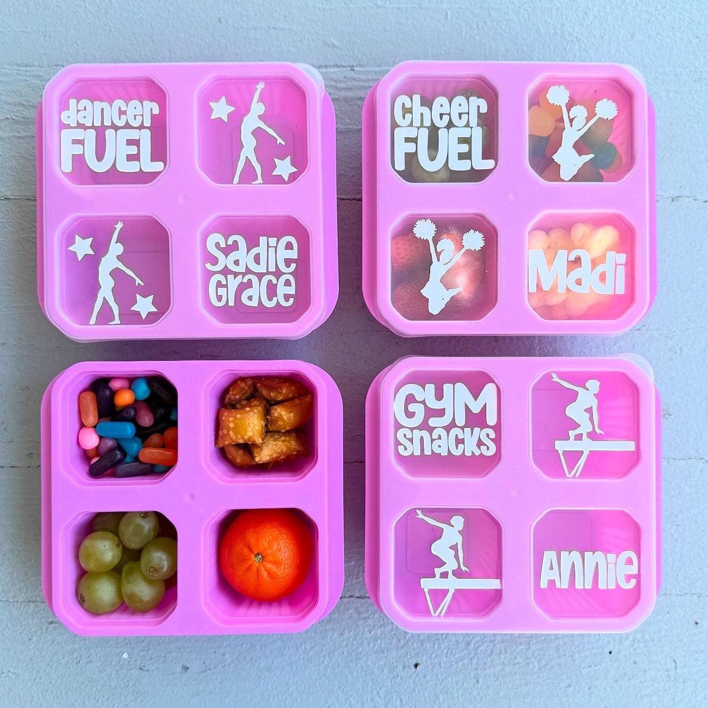 Dance Gymnastics Cheer Snack Box | Recital Competition Meet Team Gift Bulk | Girl Kid Gymnast Dancer Ballet Jazz Tumble Era Snack Storage