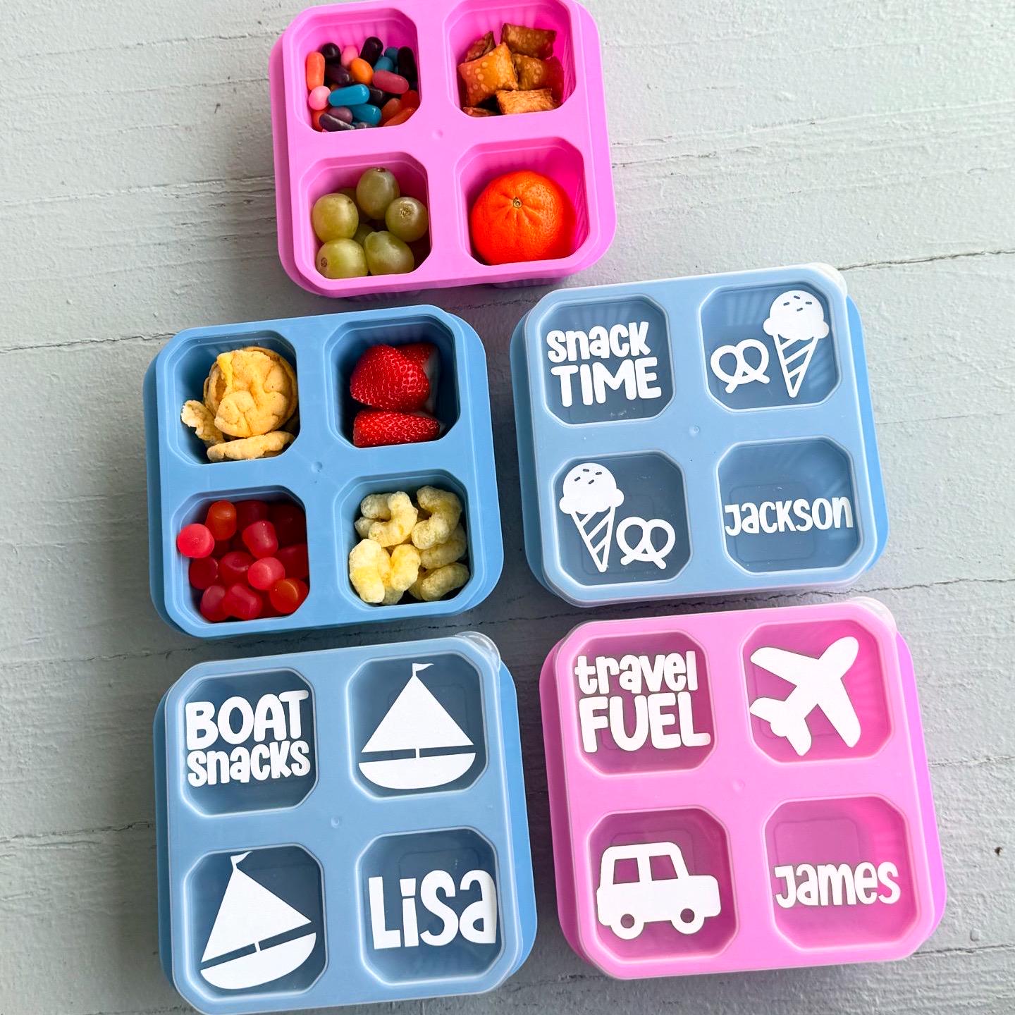 Travel Snack Box + 4 Compartments | Airplane Snack Box, Road Trip Treat, Travel Activity | Kid Toddler Baby Adult Snackle Party Favor Gift