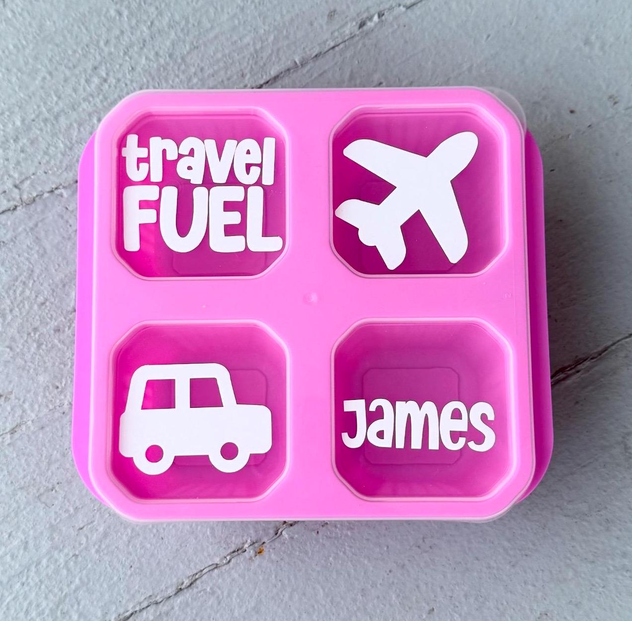 Travel Snack Box + 4 Compartments | Airplane Snack Box, Road Trip Treat, Travel Activity | Kid Toddler Baby Adult Snackle Party Favor Gift