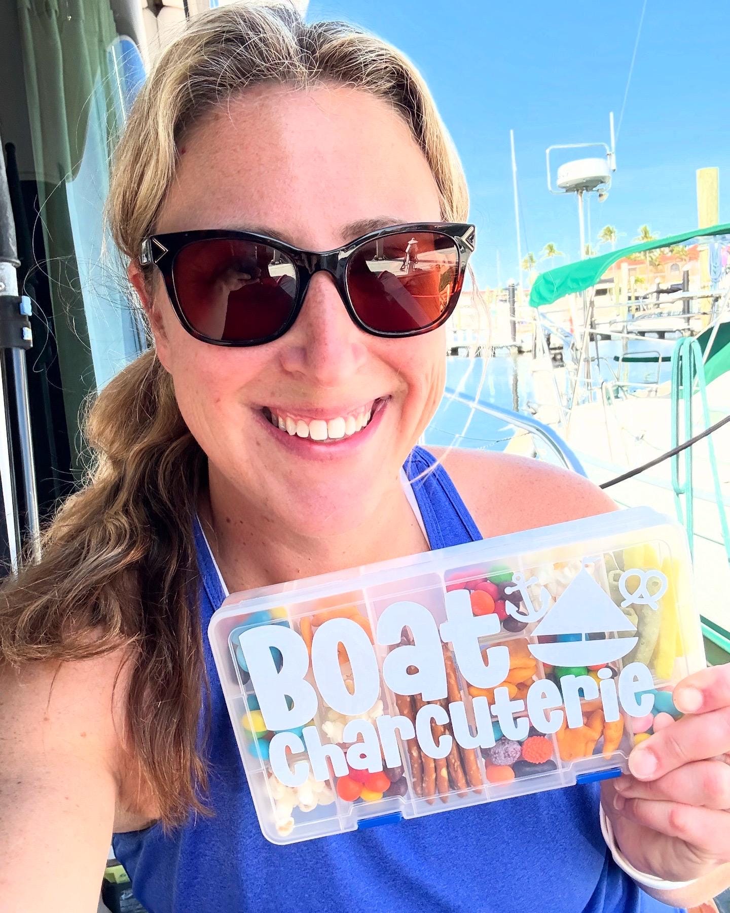 Boating Snack Box, Charcuterie Set | Cheese Board Food Storage Container Snackle Travel Cruise Sailing Nautical Adult Gift Lake Pool Beach