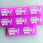 Pink rectangular stickers with 'In my Dance Era' text and dancer silhouette on a light blue background