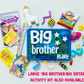 Big brother activity kit with various toys and items on a white background