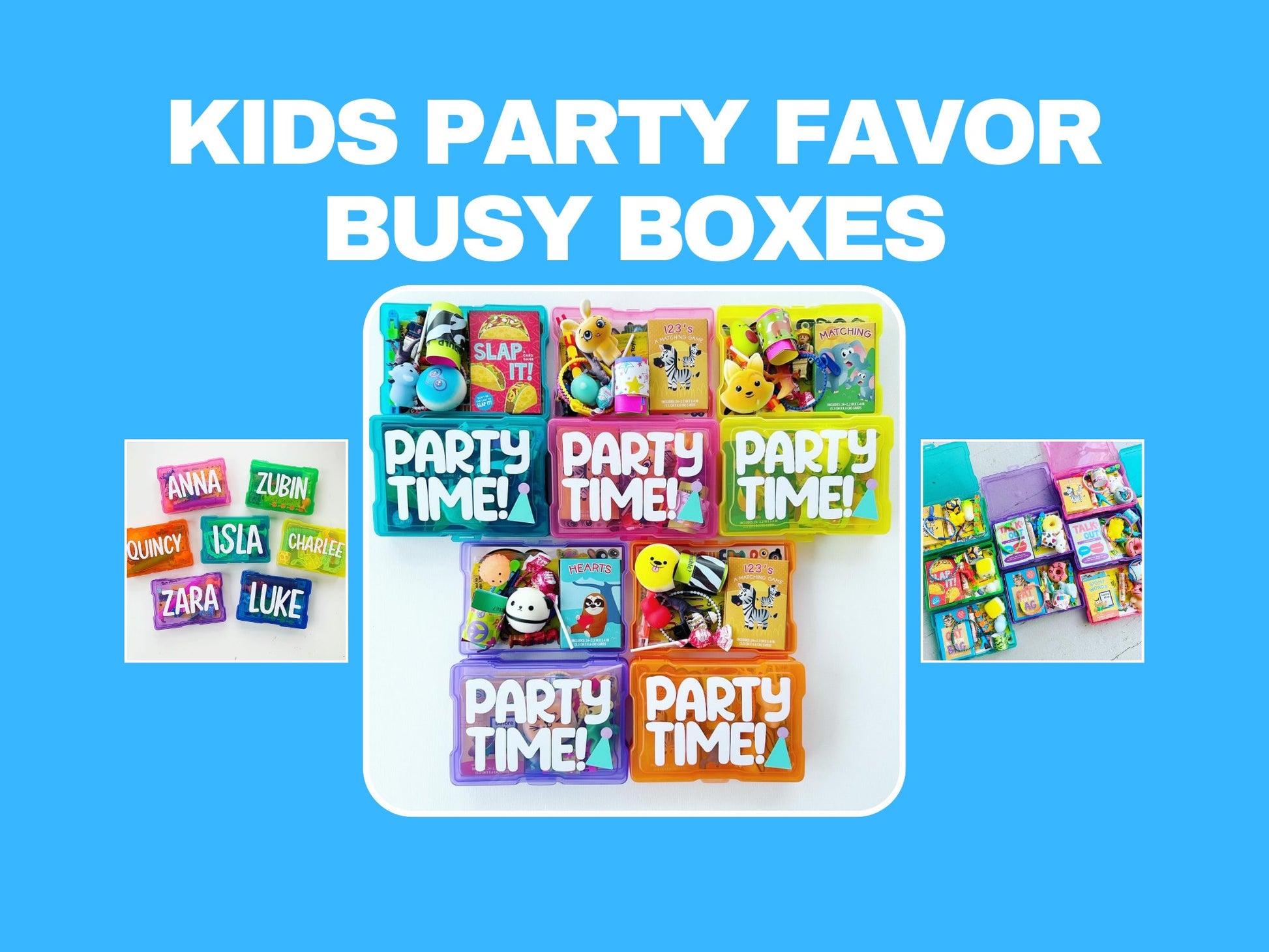 kids party favors in bright colors