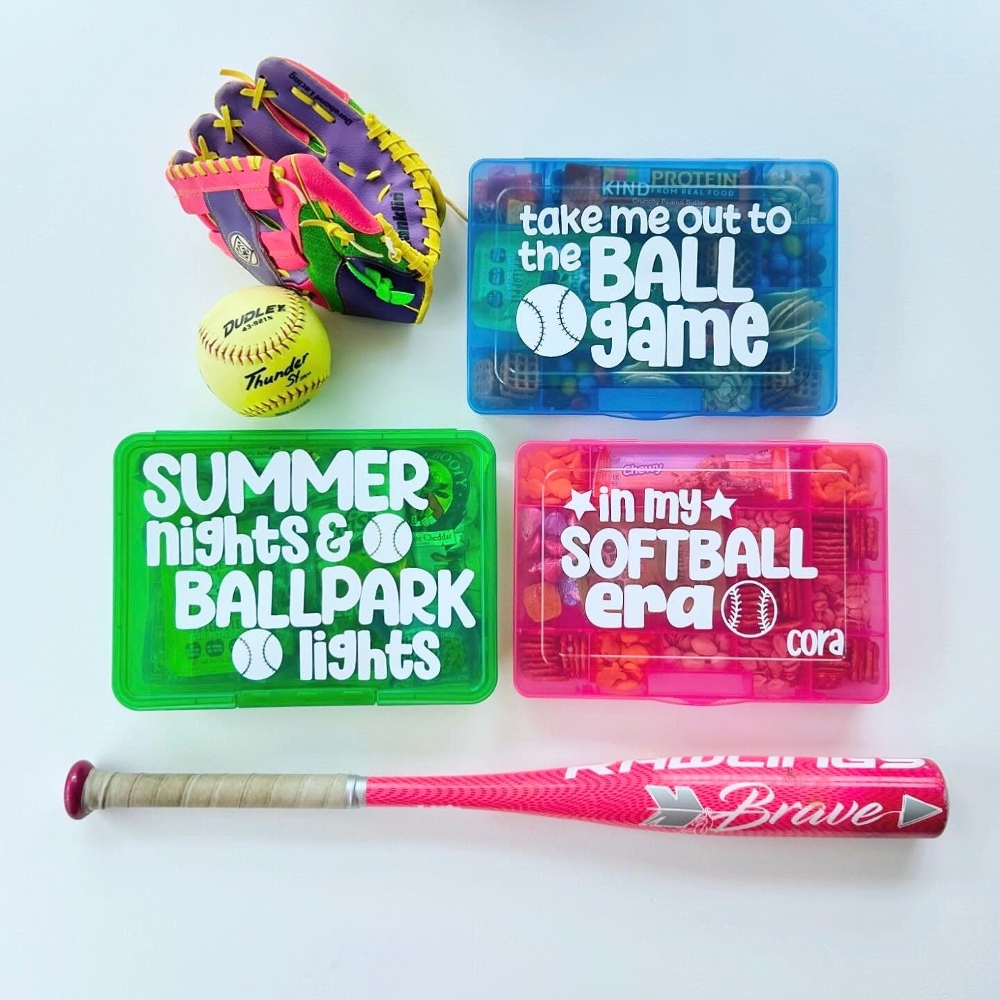 Baseball Softball Snack Box | Tournament Competition Game Team Gift Bulk | Bat Catch MVP Field | Little League Athlete Snackle Food Storage