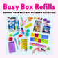 REFILL Busy Box Contents - Kids Travel Activities | Road Trip Airplane | Toddler, Little Kid Travel Toys Games, Compact Portable Busy Bag