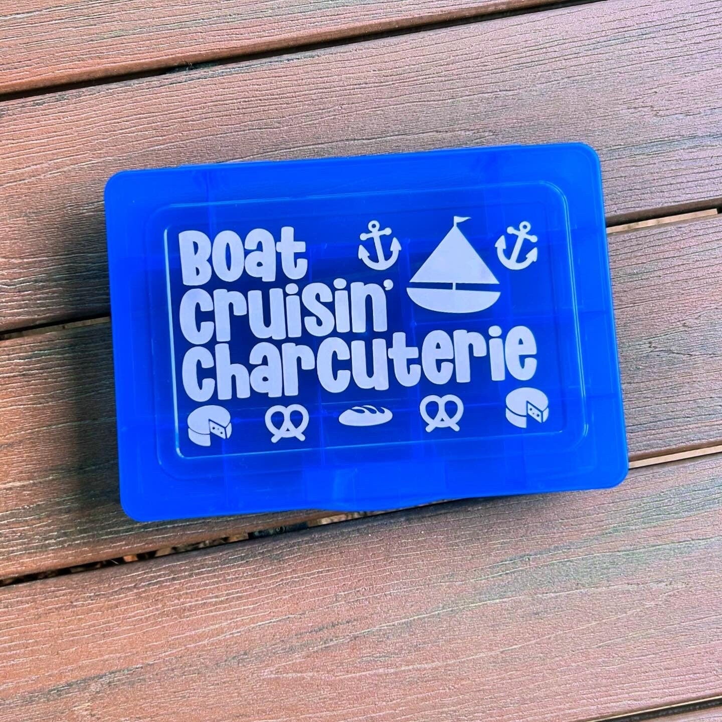 BOAT Snack Box Charcuterie Set | Cheese Board Tray Food Storage Container Kid Snackle Bento Travel Nautical Anchor Gift | Baby Toddler Adult