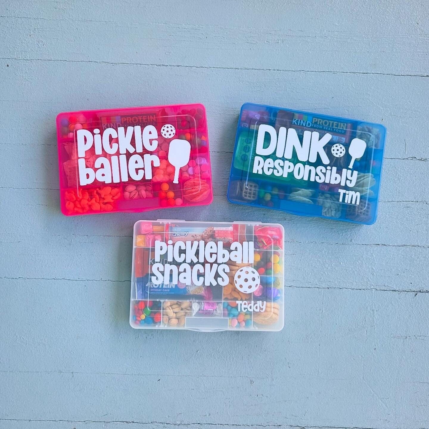 PICKLEBALL Snack Box, Fun Pickleball Gift Idea, Adult Lunch Container Food Storage, Dink Mom Dad Friend Sister Brother Tournament 2+3=WE