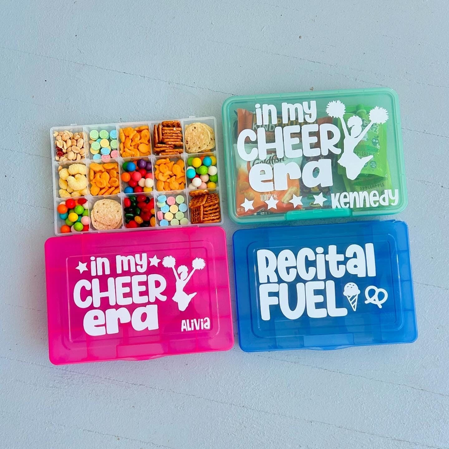 Cheer Snack Box | In My Cheer Era, Cheerleader Competition Gift | Dance Gymnastics Recital | Girl Kid Dancer Tumbling Athlete Snack Storage