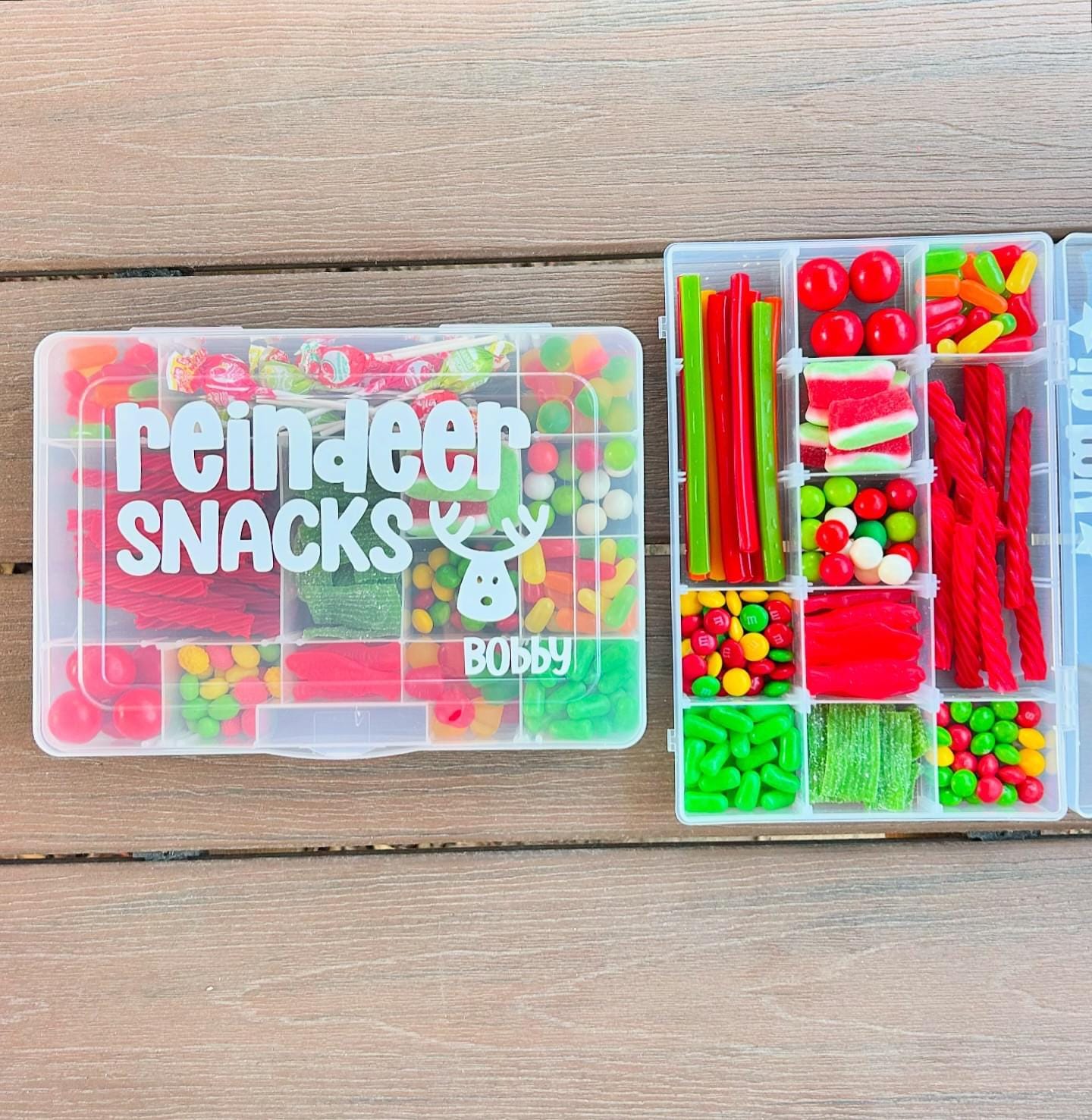 Christmas Snack Box | Kid Treat Box | Santa Holiday Xmas Stocking Stuffer Gift | Snack Storage Container | Secret Santa Christmas Cookie Box