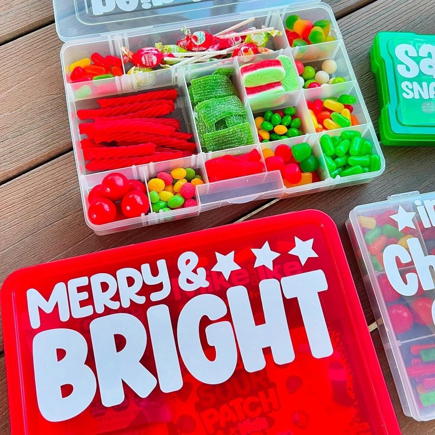 Christmas Snack Box | Kid Treat Box | Santa Holiday Xmas Stocking Stuffer Gift | Snack Storage Container | Secret Santa Christmas Cookie Box