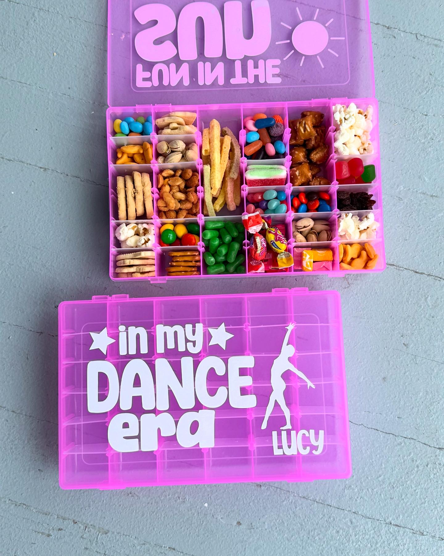 Dance Gymnastics Cheer Snack Box | Recital Competition Team Gift Bulk | Girl Kid Gymnast Dancer Ballet Meet Tumble Athlete Era Snack Storage