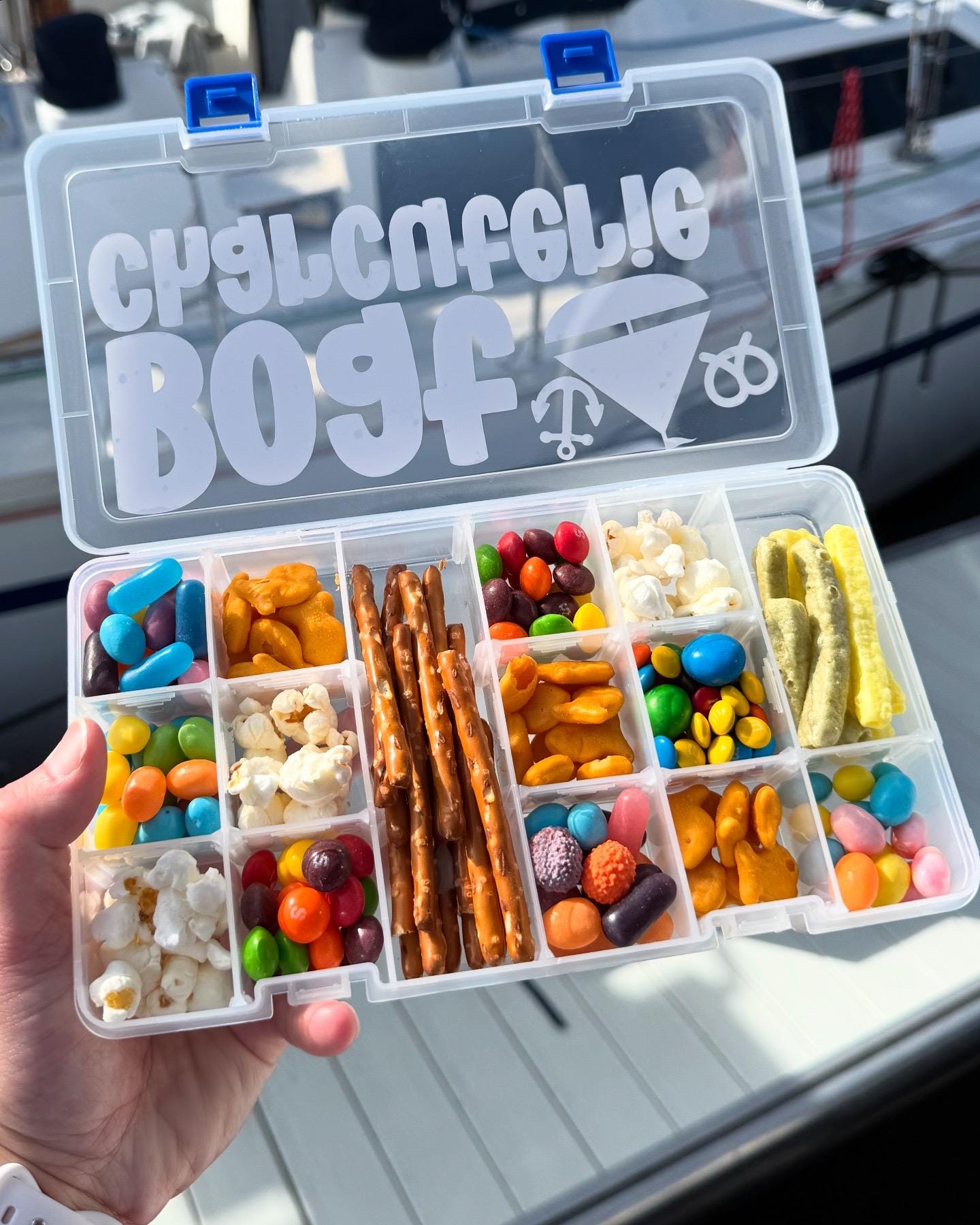 Boating Snack Box, Charcuterie Set | Cheese Board Food Storage Container Snackle Travel Cruise Sailing Nautical Adult Gift Lake Pool Beach