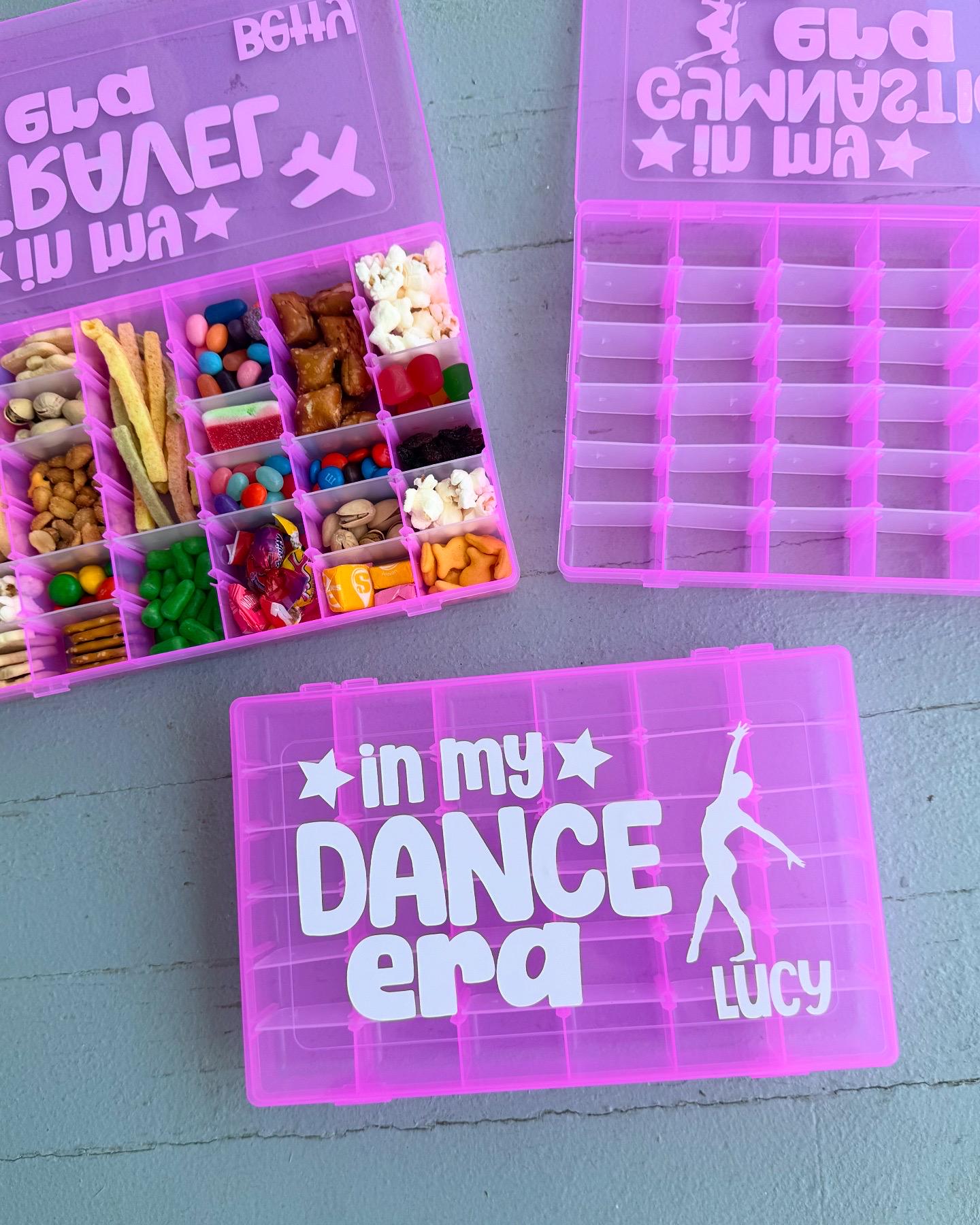 Dance Gymnastics Cheer Snack Box | Recital Competition Team Gift Bulk | Girl Kid Gymnast Dancer Ballet Meet Tumble Athlete Era Snack Storage