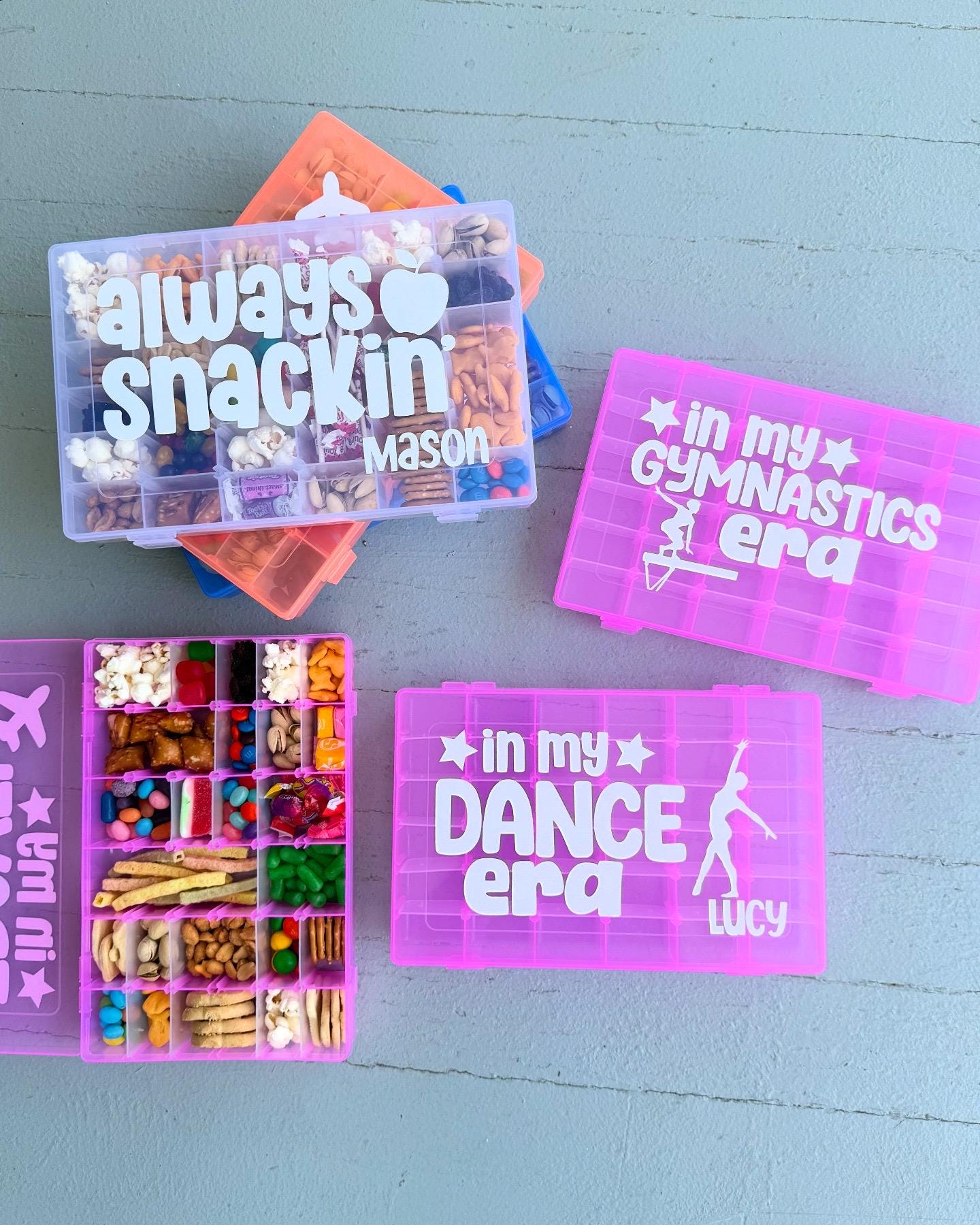 Dance Gymnastics Cheer Snack Box | Recital Competition Team Gift Bulk | Girl Kid Gymnast Dancer Ballet Meet Tumble Athlete Era Snack Storage