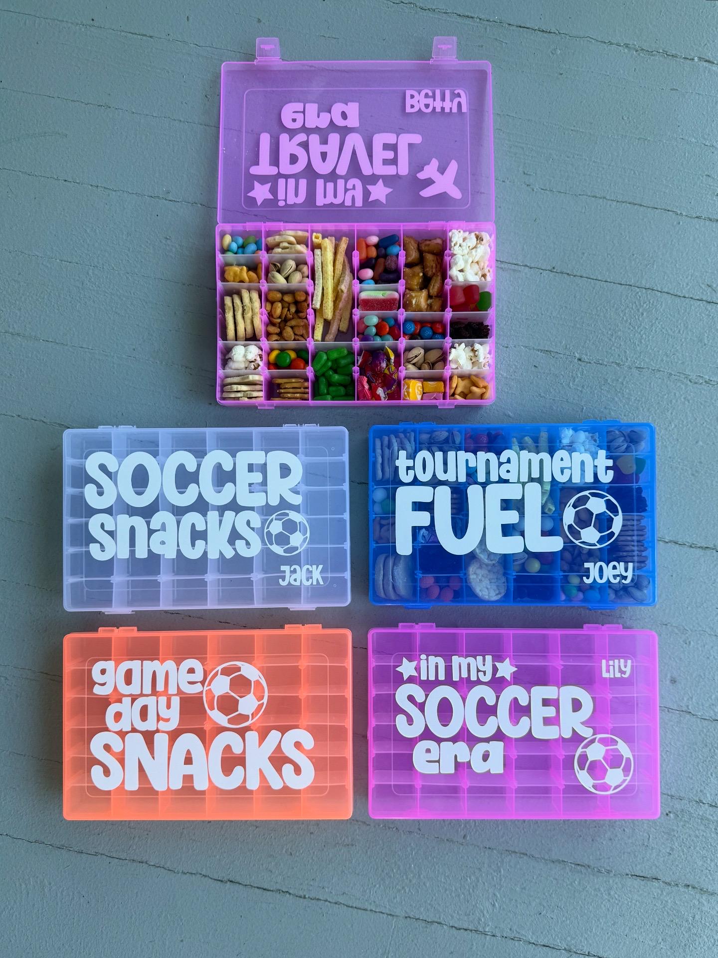 Soccer Snack Box | Sport Team Tournament Gift, Soccer Gift Girl Boy Mom, Practice Game Sibling Team Gift Bulk | Kid Athlete Snack Storage