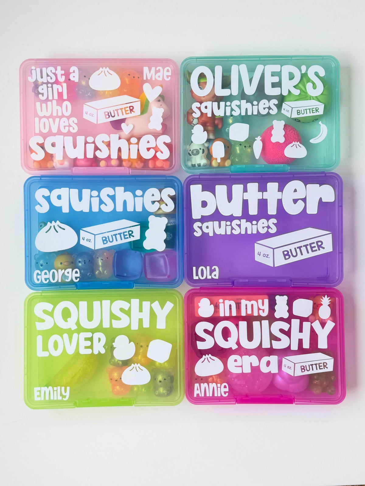 Personalized Squishy Storage Box, Butter Mystery Dumpling Squishy Toy Organizer Squishy Collection Holder Fidget Sensory ADHD Anxiety 2+3=WE