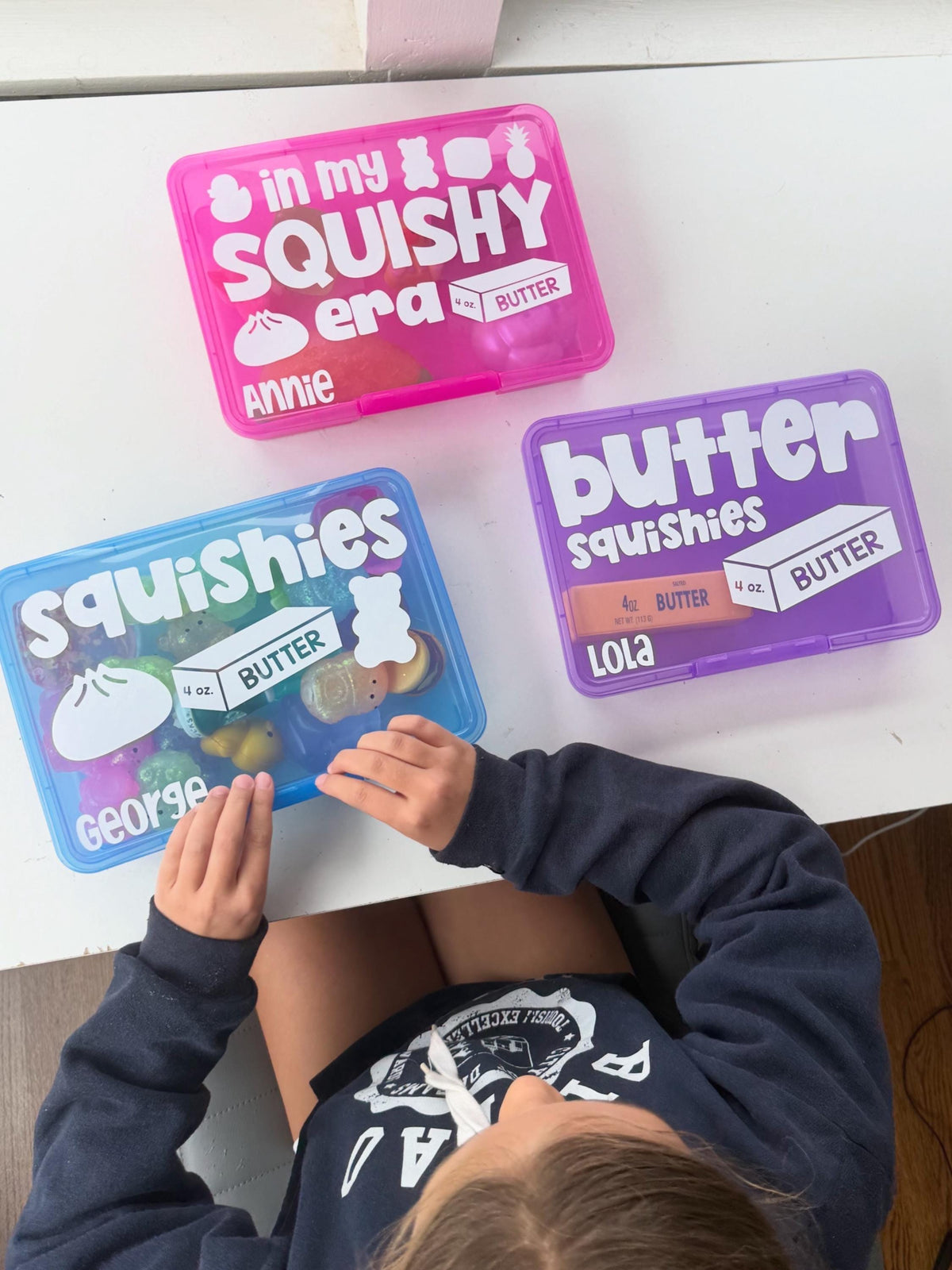Personalized Squishy Storage Box, Butter Mystery Dumpling Squishy Toy Organizer Squishy Collection Holder Fidget Sensory ADHD Anxiety 2+3=WE