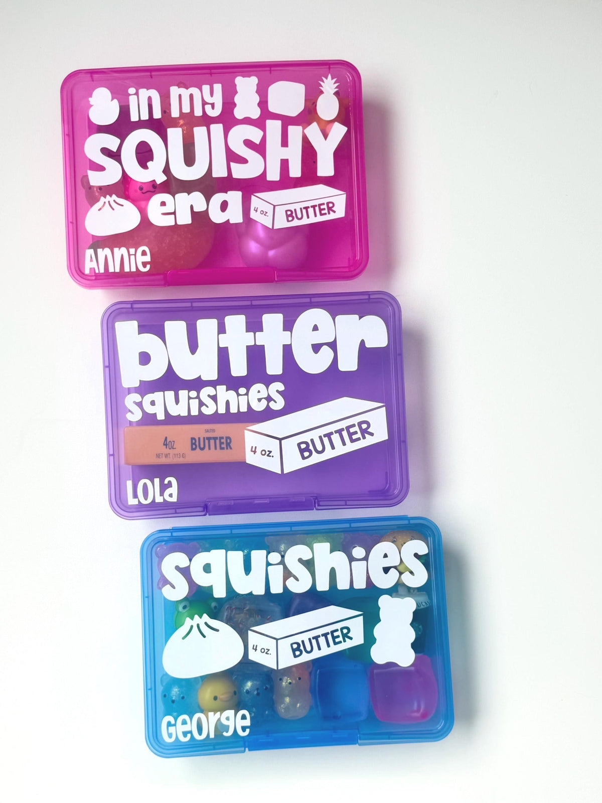Personalized Squishy Storage Box, Butter Mystery Dumpling Squishy Toy Organizer Squishy Collection Holder Fidget Sensory ADHD Anxiety 2+3=WE