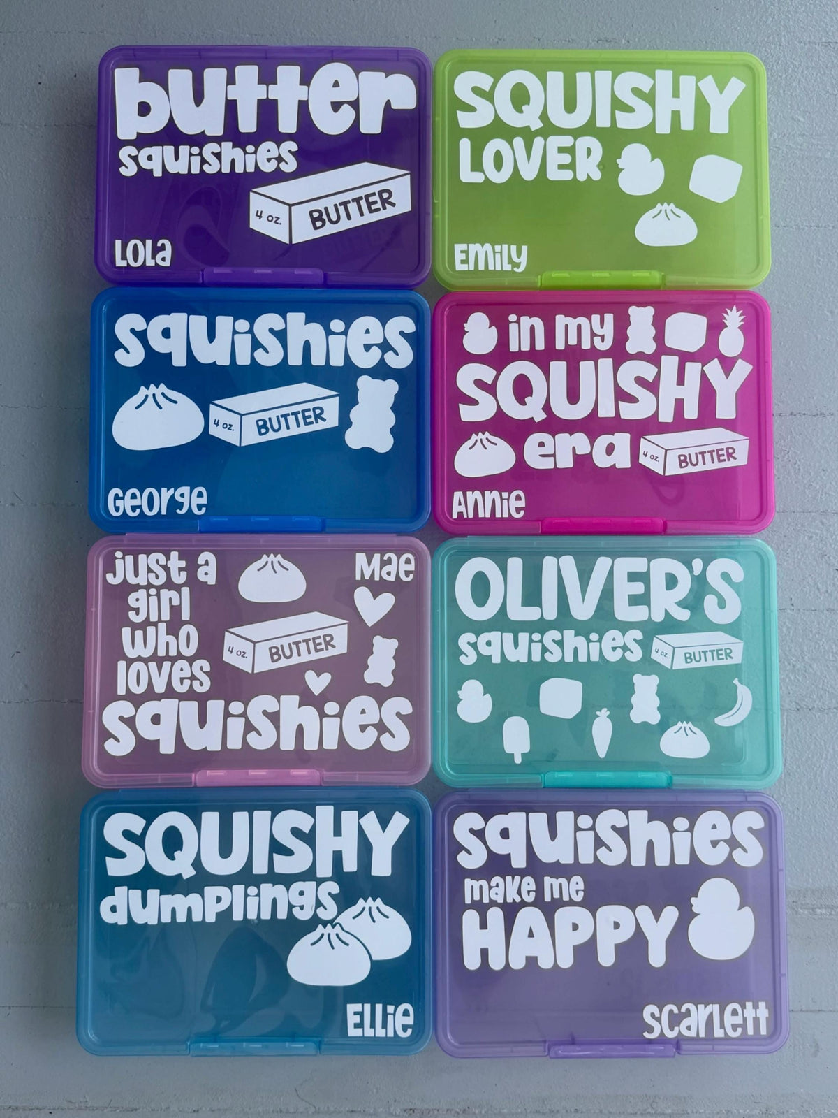 Personalized Squishy Storage Box, Butter Mystery Dumpling Squishy Toy Organizer Squishy Collection Holder Fidget Sensory ADHD Anxiety 2+3=WE
