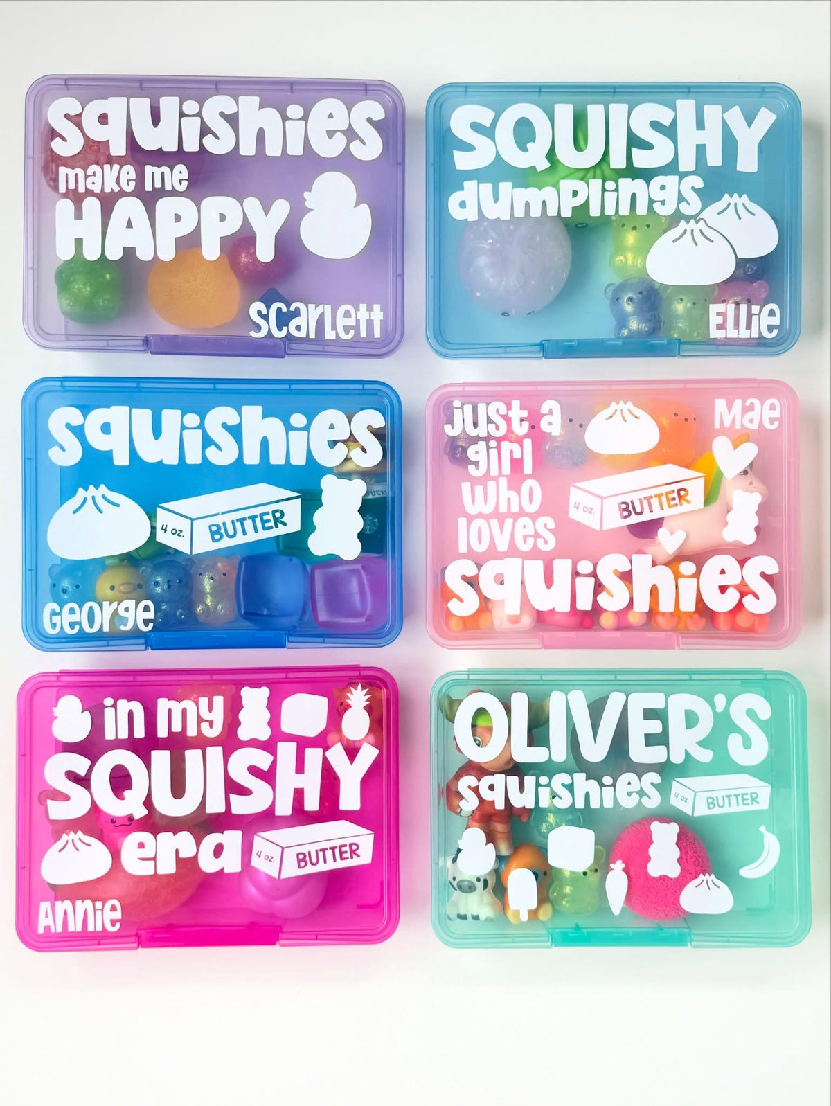 Personalized Squishy Storage Box, Butter Mystery Dumpling Squishy Toy Organizer Squishy Collection Holder Fidget Sensory ADHD Anxiety 2+3=WE