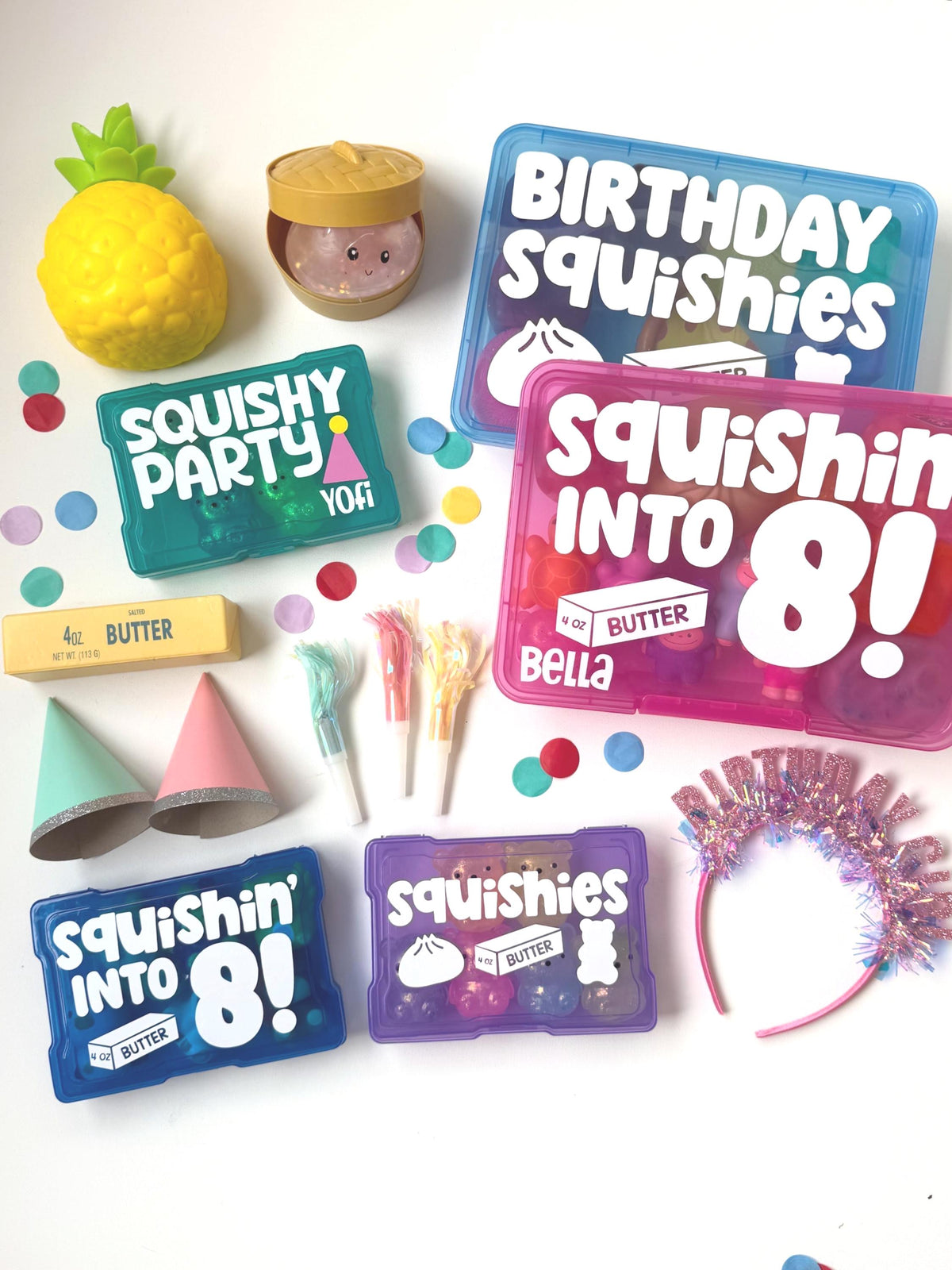 Squishy Party Favor Box, Squishy Birthday Party Goodie Bag, Kid Squishies Gift No Junk Favor Party Supplies Kid Personalize Era Tween Fidget