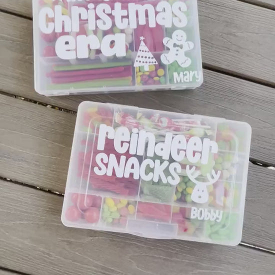 Christmas Snack Box | Kid Treat Box | Santa Holiday Xmas Stocking Stuffer Gift | Snack Storage Container | Secret Santa Christmas Cookie Box