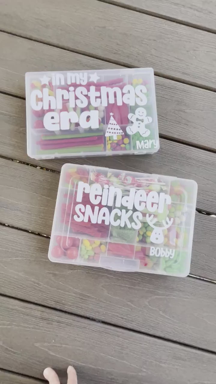 Christmas Snack Box | Kid Treat Box | Santa Holiday Xmas Stocking Stuffer Gift | Snack Storage Container | Secret Santa Christmas Cookie Box